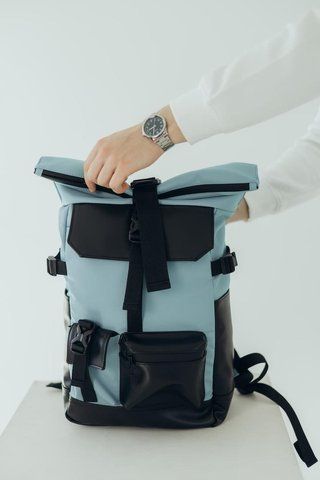Рюкзак Rolltop голубой из экокожи 2469135361 фото