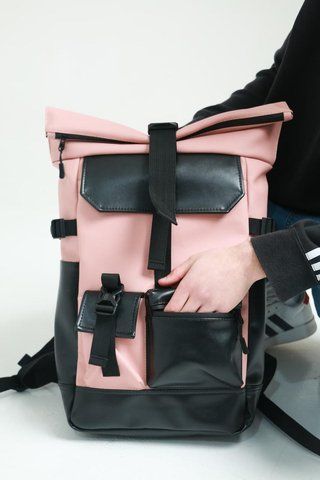 Рюкзак Rolltop розовый из экокожи 2469145778 фото